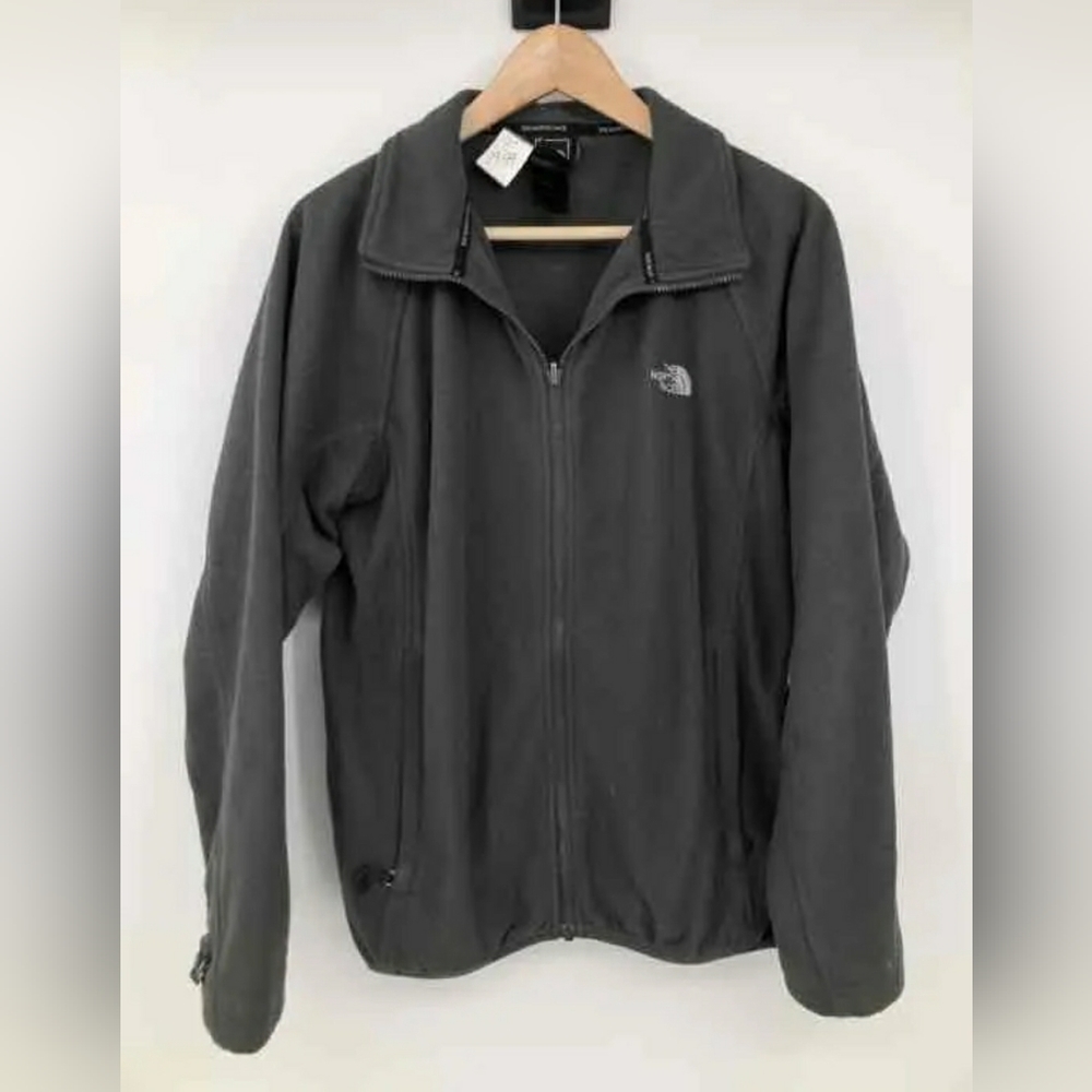 The North Face Men Gray Fleece Long Sleeve Zipped Pockets Full-Zip Jacket Size S